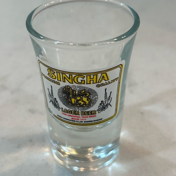 Singha lager Thai beer shot glass 2 3/4” tall Golden Mystical Lion BOGO - Picture 6 of 8